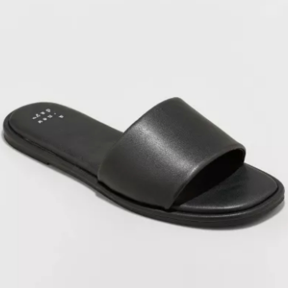 NWT Women's Lulu Slide Sandals - A New Day™-BLACK